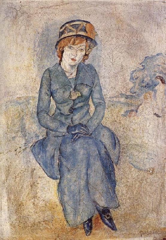 Jules Pascin Aiermina wearing the green dress oil painting image